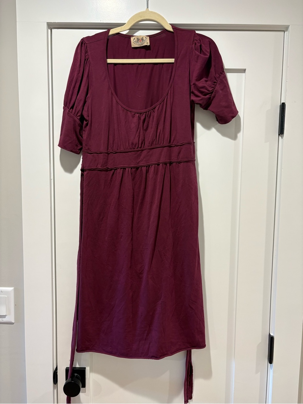 Vintage Juicy Couture Burgundy Scoop Neck Dress with tie - Size Medium